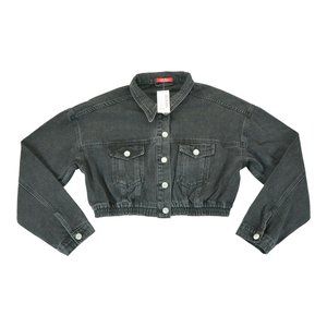 HH Jeans Los‎ Angeles Mon Denim Cropped Jacket Washed Black Size Large